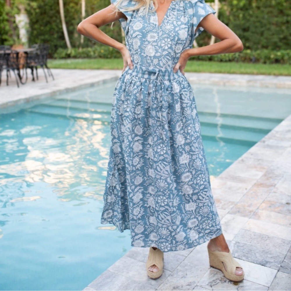 Marea by Liz Joy Grace Midi Skirt in Cala Azul Size Medium